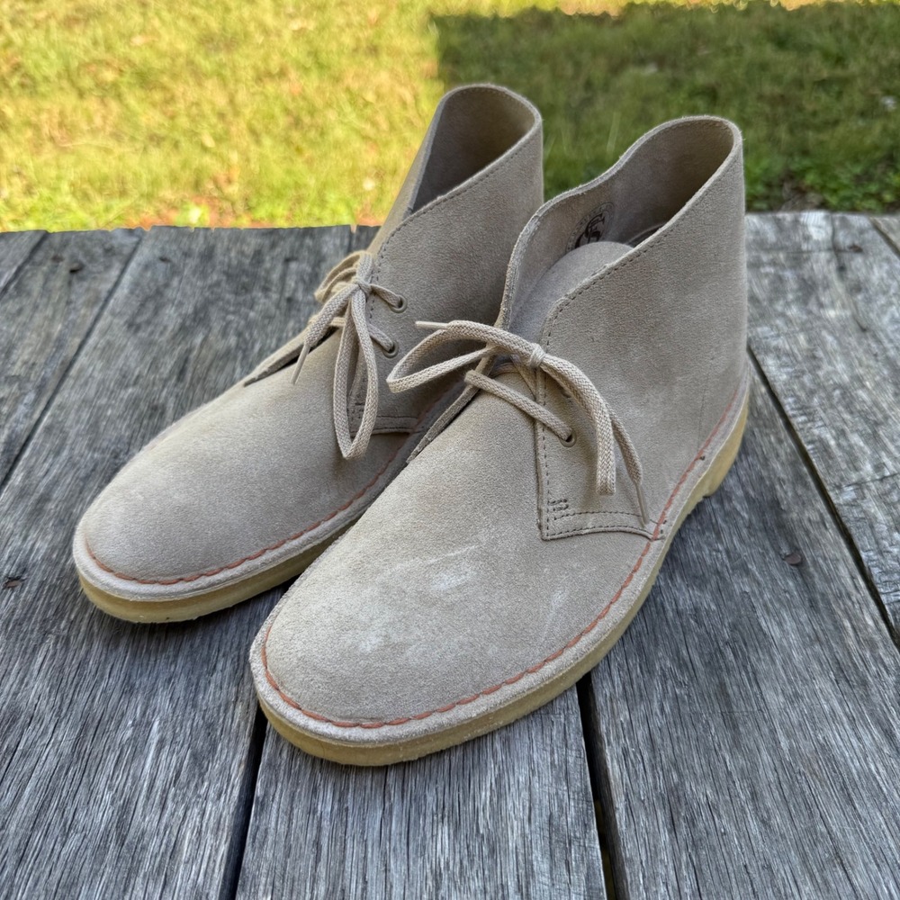 Clarks Originals Desert Boots Mens 7.5 Sand Suede Charles F Stead Crepe Sole